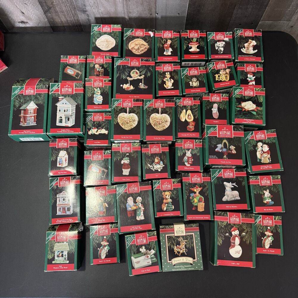 Vintage 1990s Hallmark Keepsake Christmas Ornaments Lot of 43